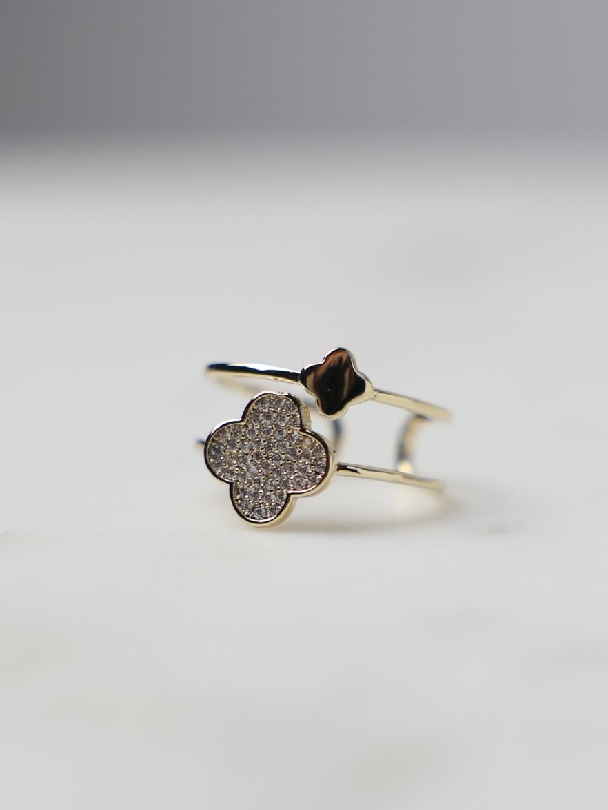diamond clover - offener Edelstahlring