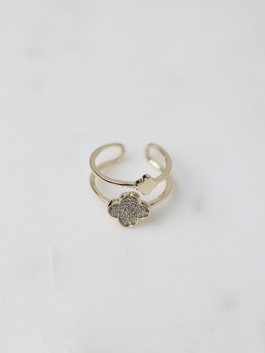 diamond clover - offener Edelstahlring