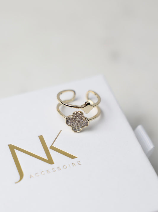 diamond clover - offener Edelstahlring