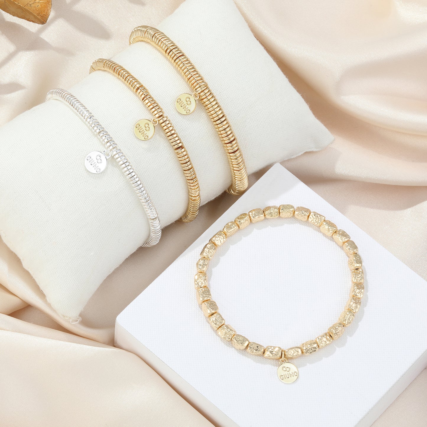 shine disc - Elastisches Armband aus Edelstahl