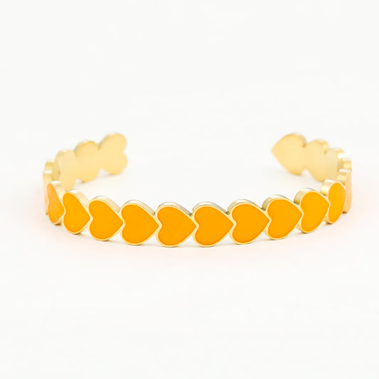 heart in line - Edelstahlarmspange Orange