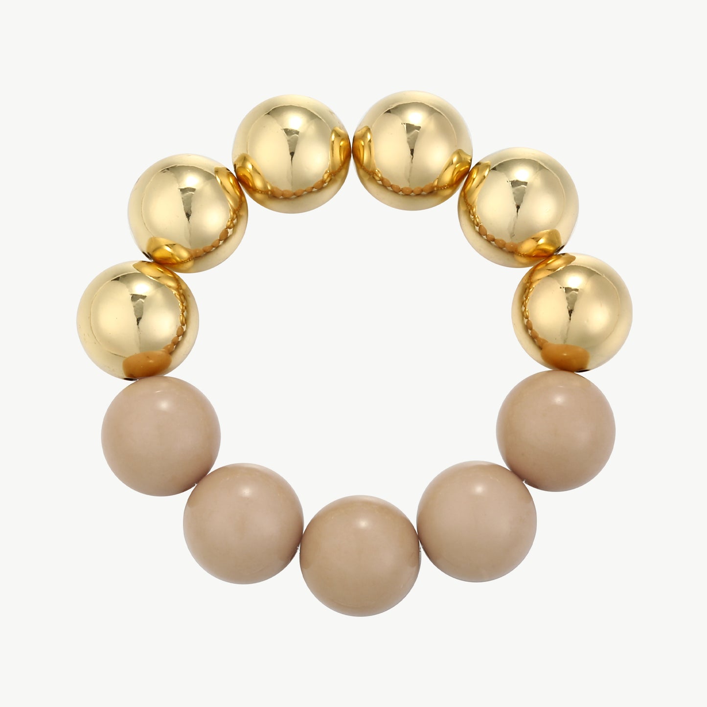 Big Pearly Duo – Armband in Beige Matt & Gold