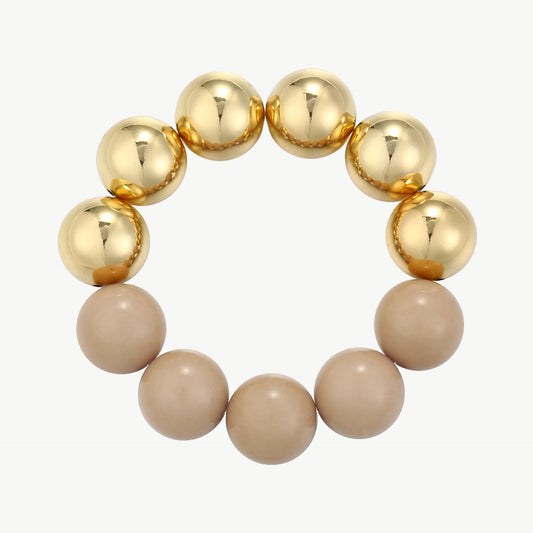 Big Pearly Duo – Armband in Beige Matt & Gold