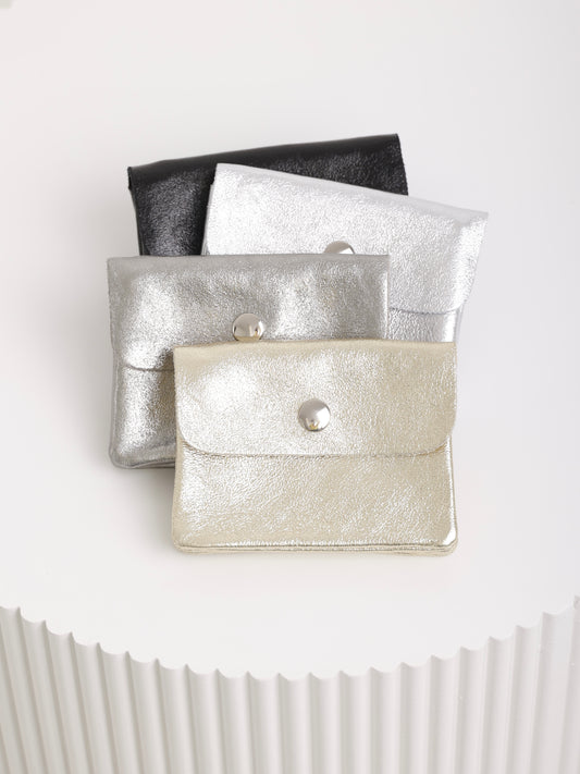 Shiny Mini Purse – Kleine Geldtasche aus Metallic-Echtleder