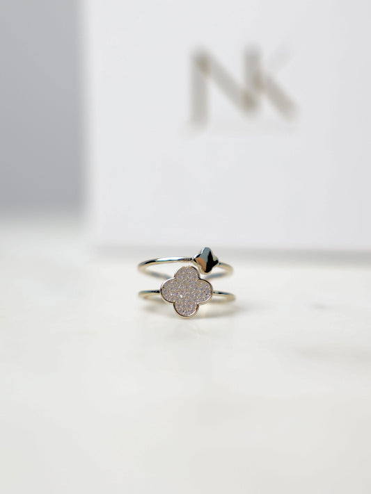 diamond clover - offener Edelstahlring