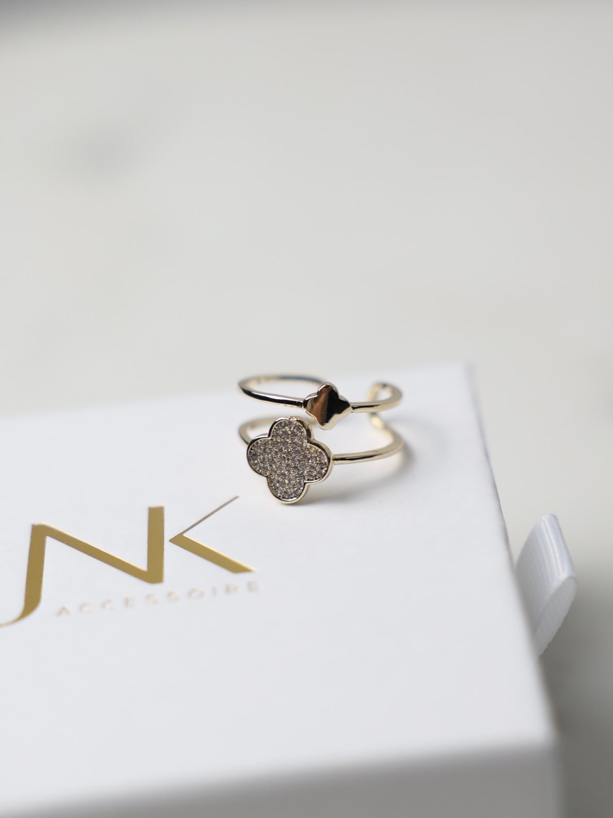 diamond clover - offener Edelstahlring
