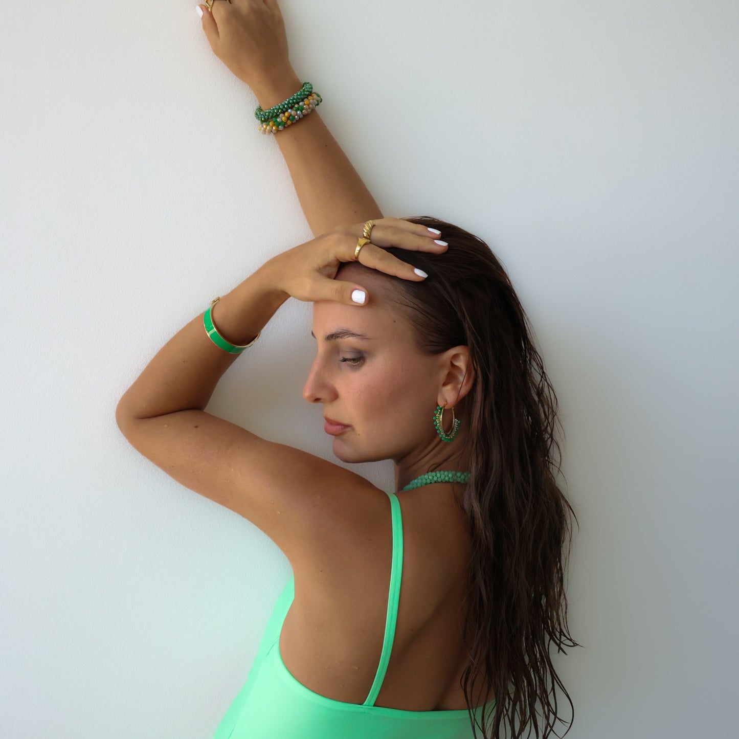 CONCETTA midi - Armband aus Glasperlen grün