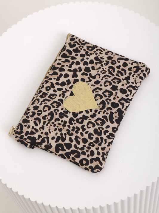 Leo Heart Pouch – Kosmetiktasche mit goldenem Herz