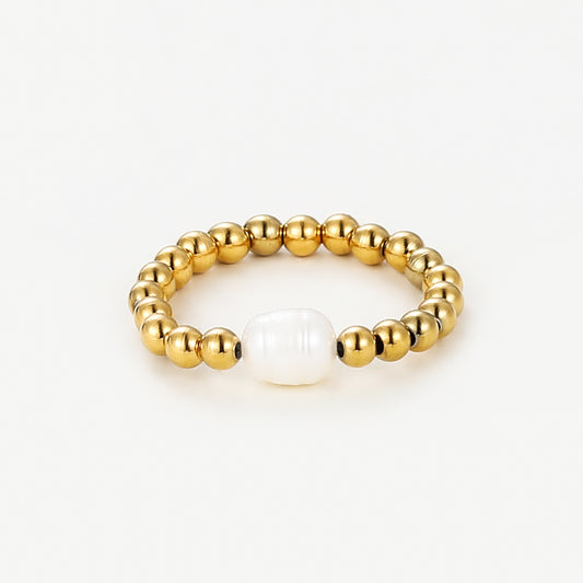 single pearl - Elastischer Edelstahlring