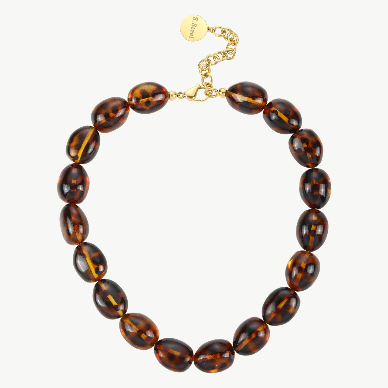 Spotted Amber Necklace – Gliederkette mit ovalen Acrylperlen