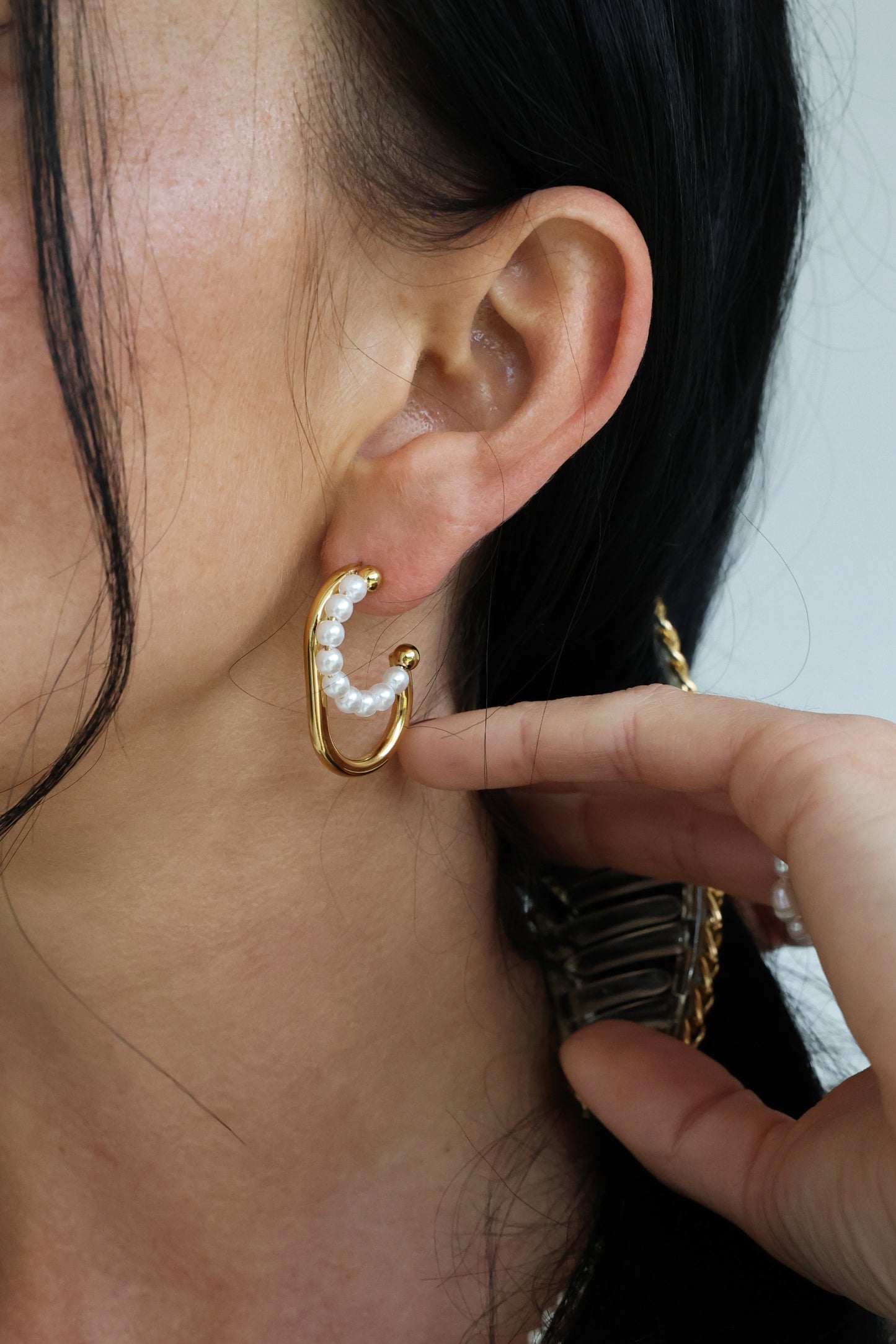 Pearl Hoop Combi - Edelstahl Ohrringe
