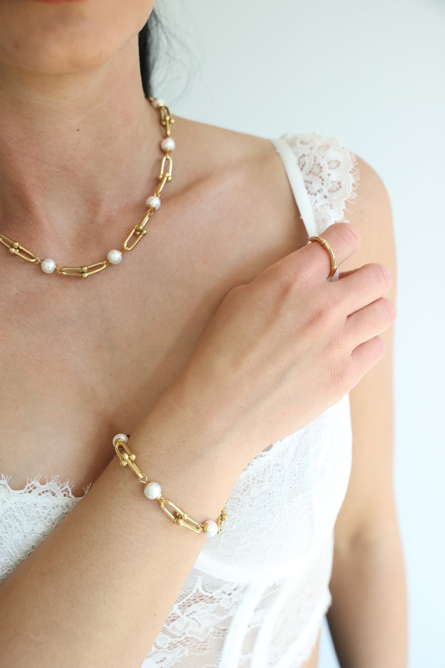 pearly horseshoe - Gliederkette mit Perlen