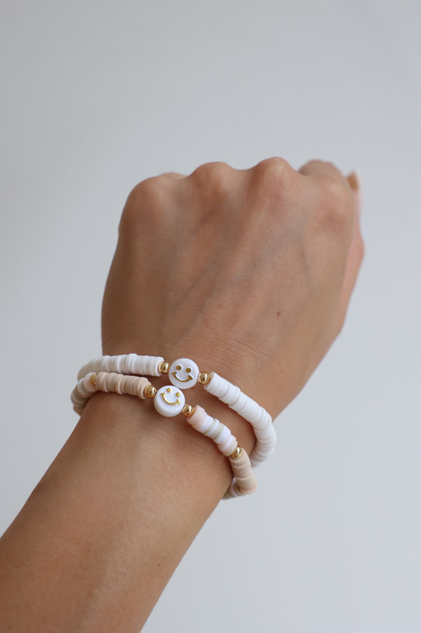 SMILE - elastisches Armband weiß