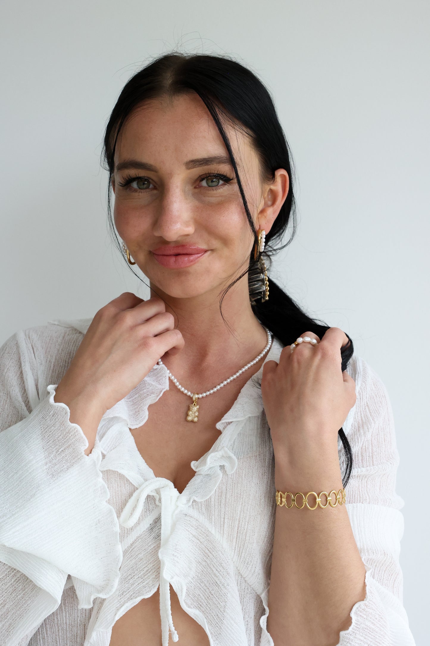 Pearl Hoop Combi - Edelstahl Ohrringe
