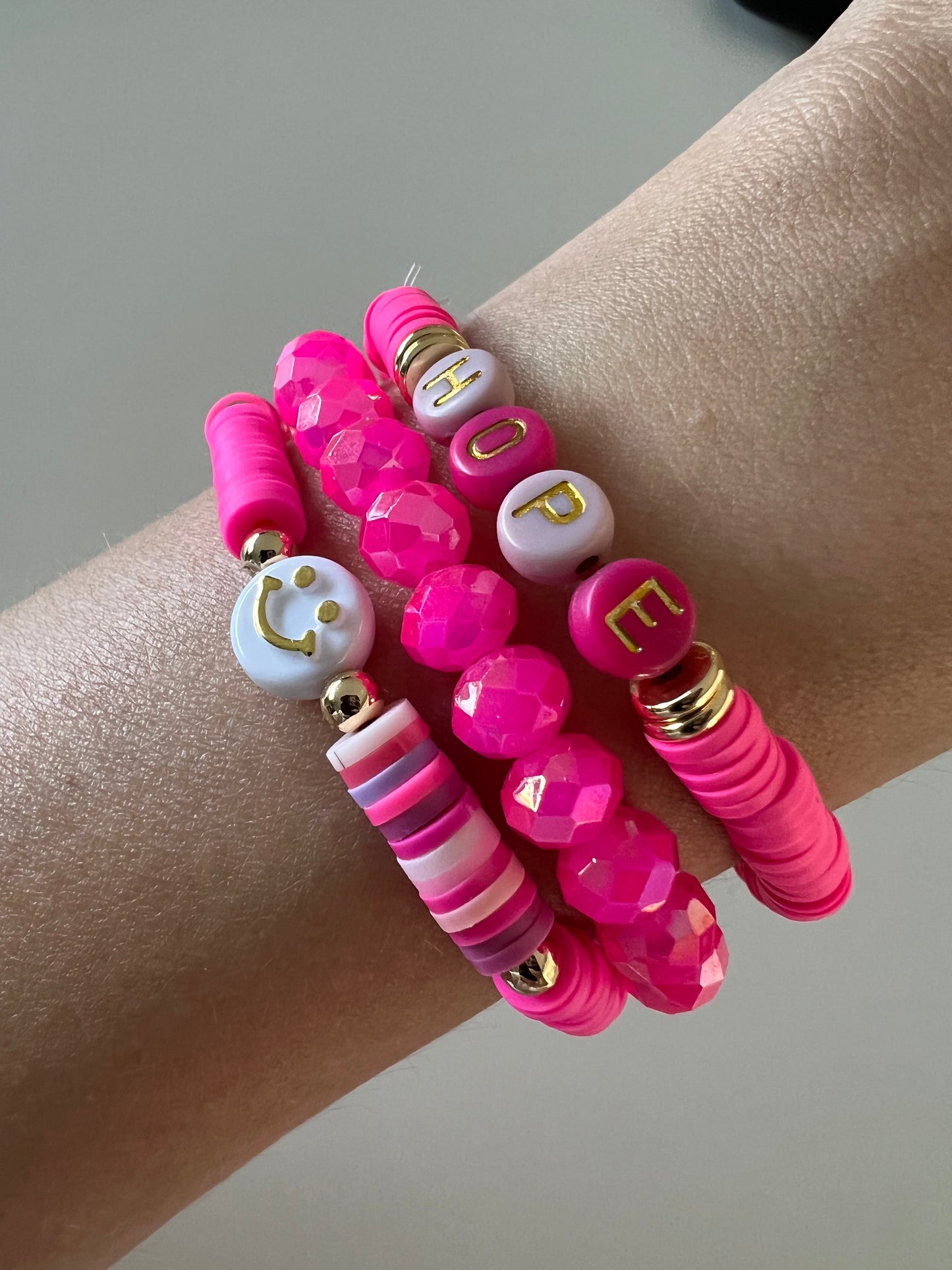 CONCETTA mini - Elastisches Kristallarmband pink
