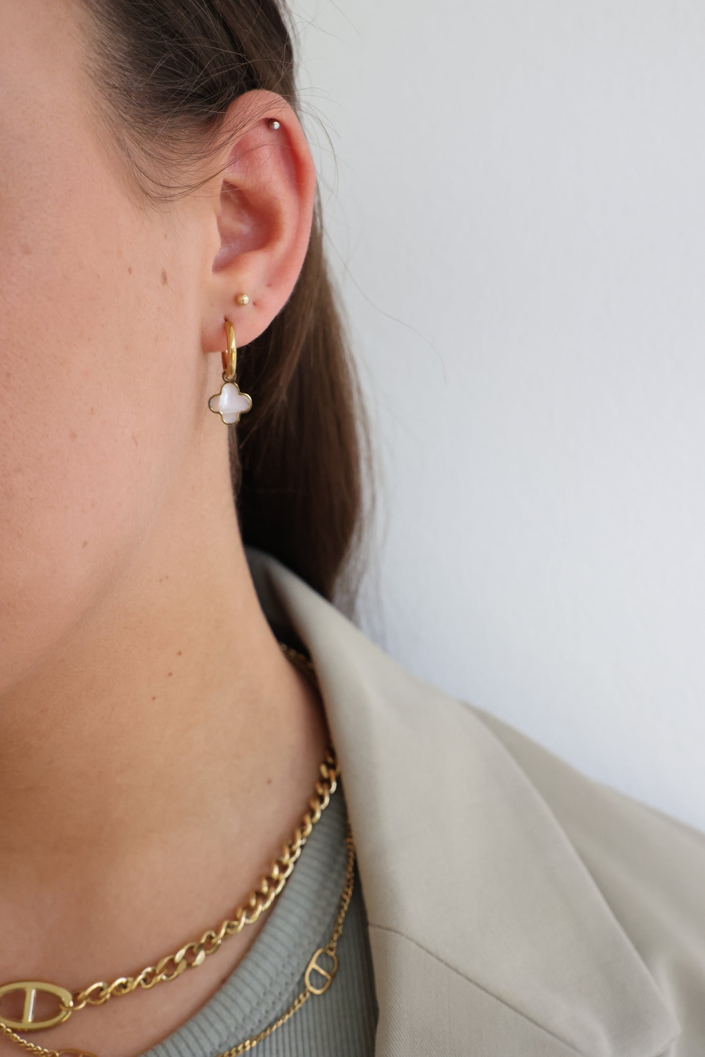 MARIA - Hängeohrring Edelstahl Kleeblatt