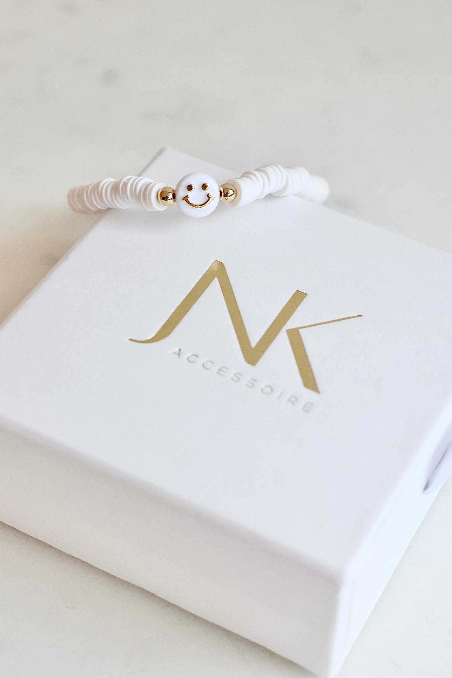 SMILE - elastisches Armband weiß
