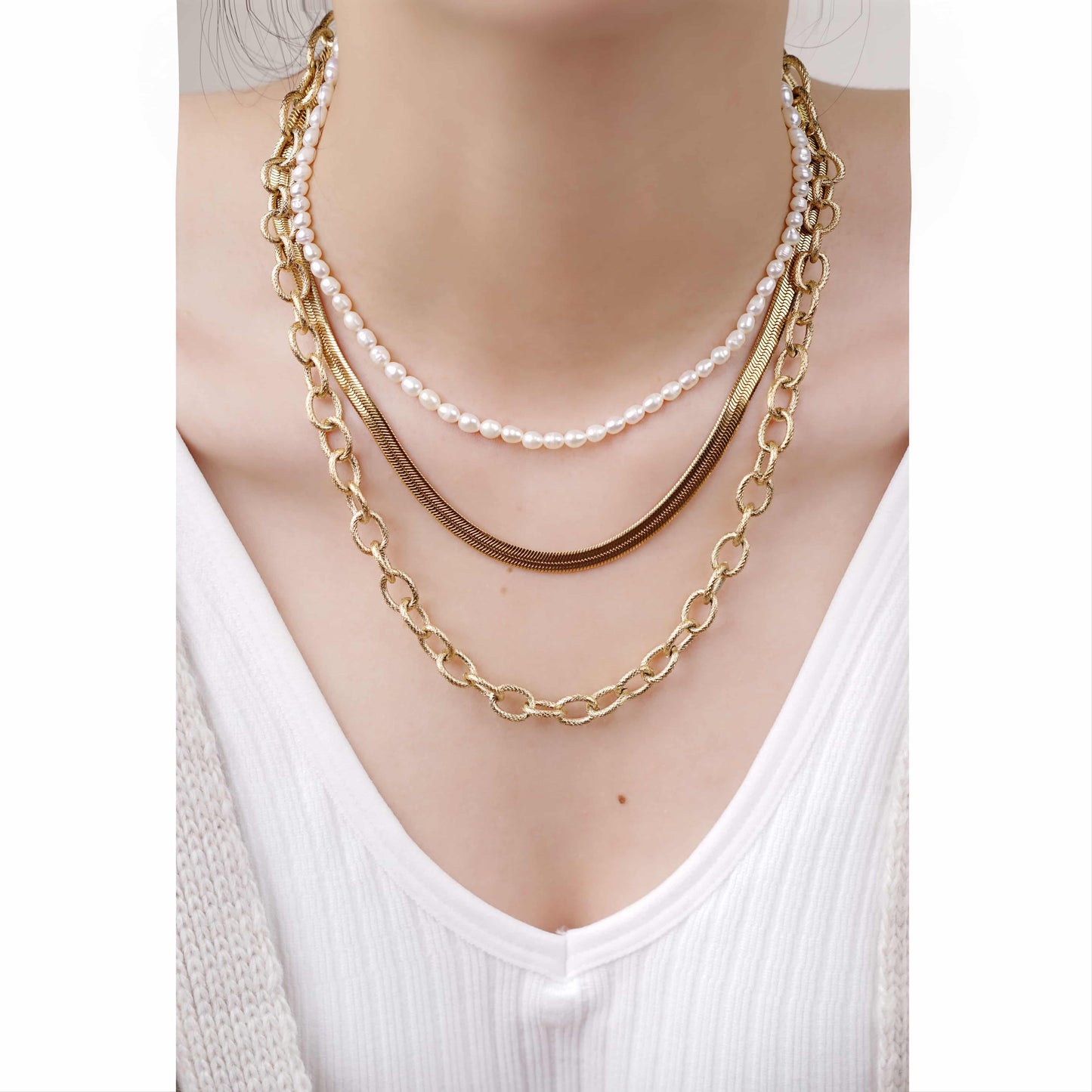Wide Snake Skin - Edelstahl Halskette