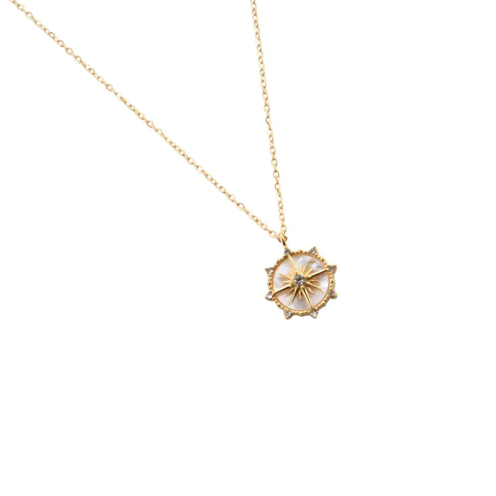 Pearly Northern Star - Edelstahl Halskette