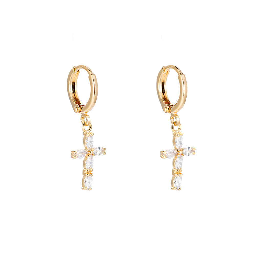 Crystal Cross - vergoldete Ohrringe