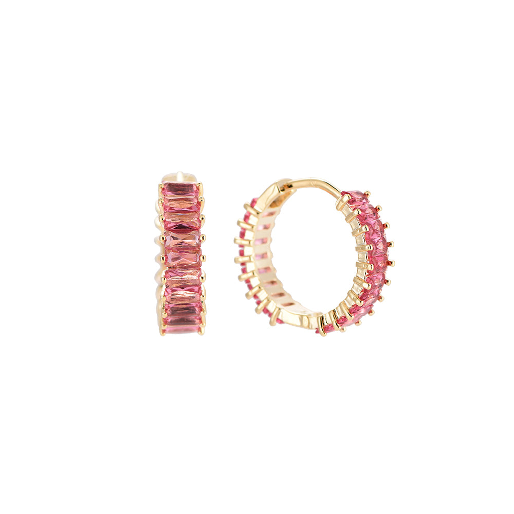 Pinky Square Cube Hoop - Zirkonia Creolen