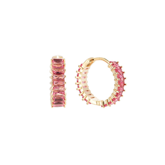 Pinky Square Cube Hoop - Zirkonia Creolen