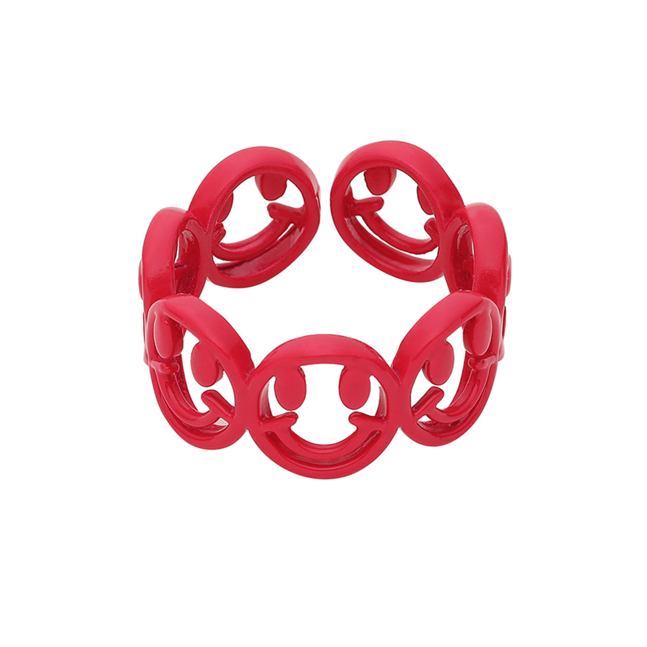 Colorful hollow carved Smiley - Edelstahlring