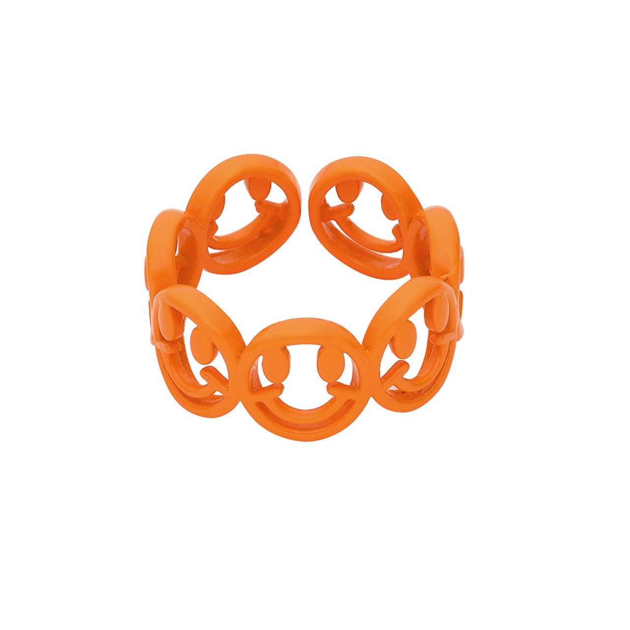 Colorful hollow carved Smiley - Edelstahlring