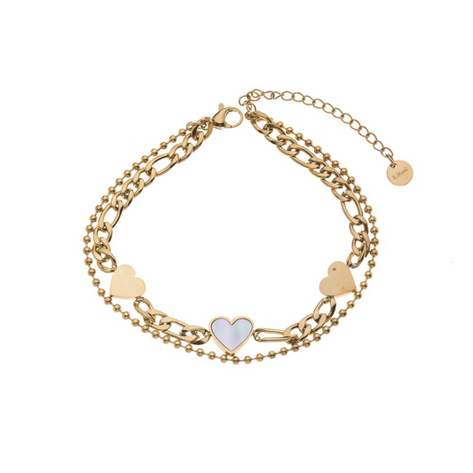 EMINA - Gliederarmband aus Edelstahl mit Herzen / Fußkette