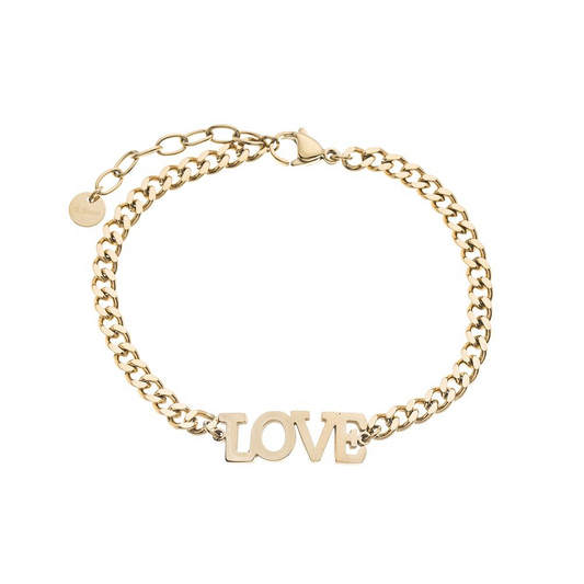 Gliederarmband aus Edelstahl mit LOVE-Schriftzug