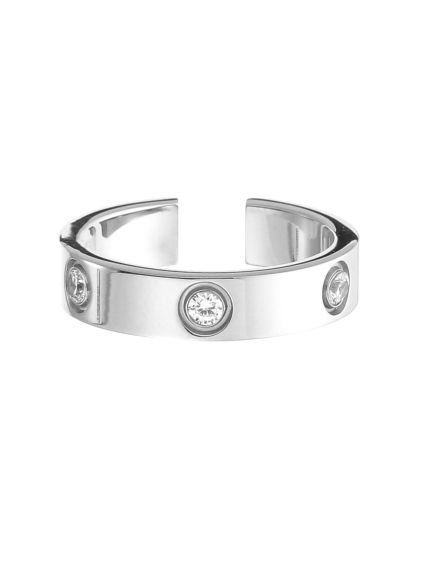 CECILIA - Offener Edelstahlring mit Zirkonia