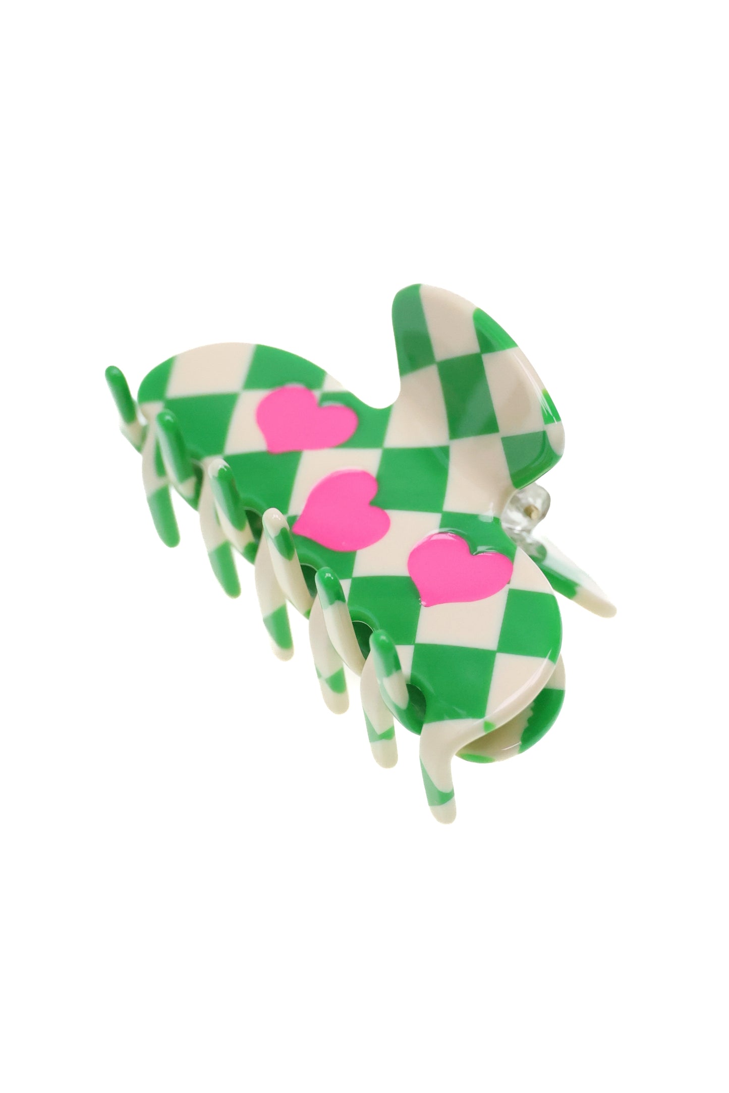 chess heart - Haarklammer mit Schachmuster