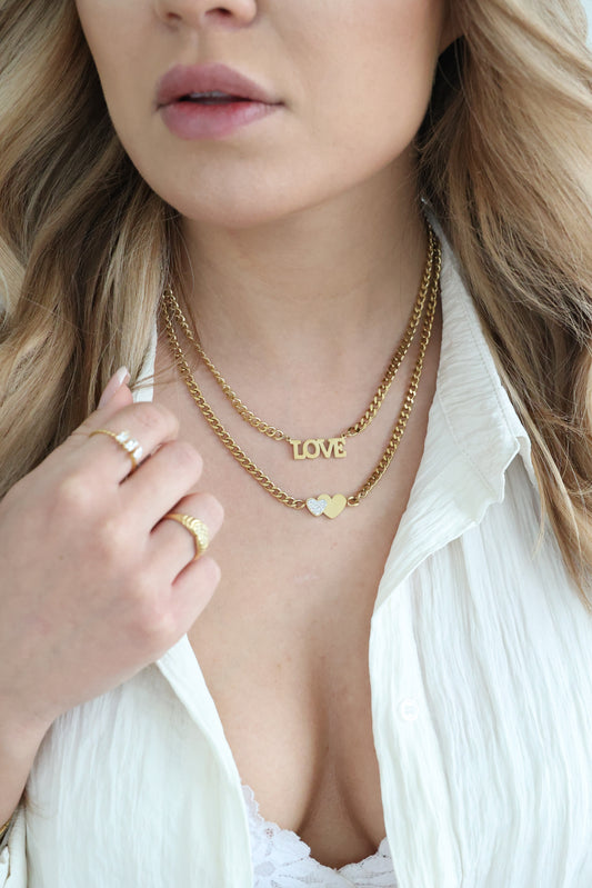 double heart - Gliederkette mit Herzanhänger