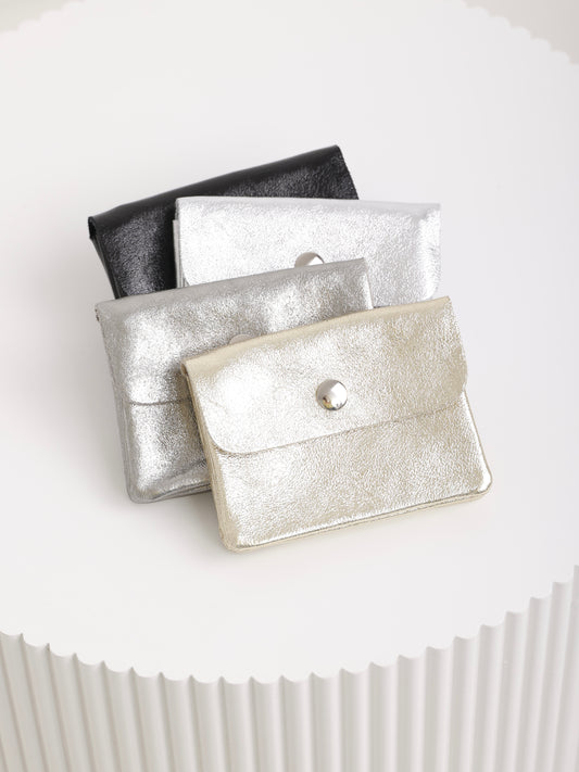 Shiny Mini Purse – Kleine Geldtasche aus Metallic-Echtleder