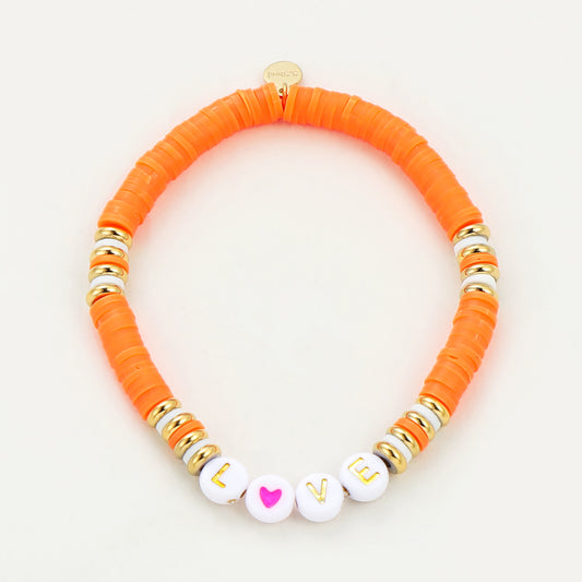 LOVE is colourful - elastisches Armband orange