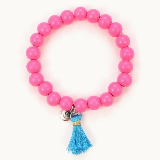 QUASTY - Holzperlenarmband pink-blau