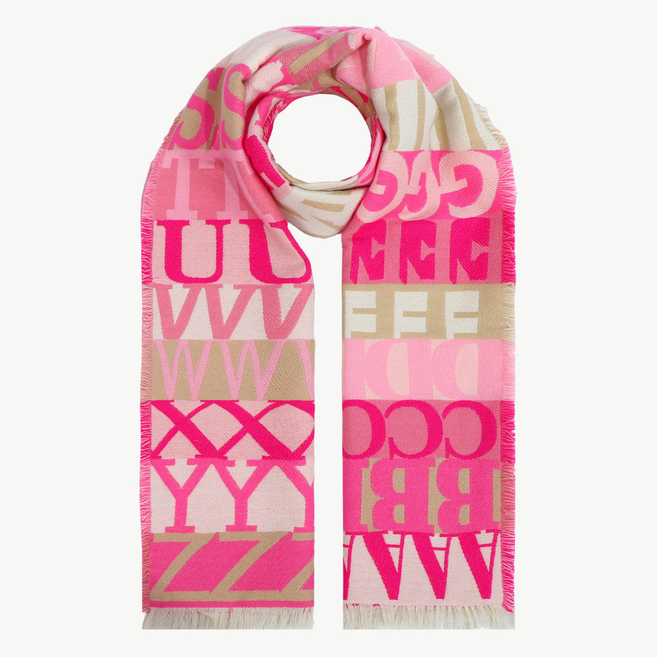 Letter Love Scarf – Statement-Schal in Pink & Beige