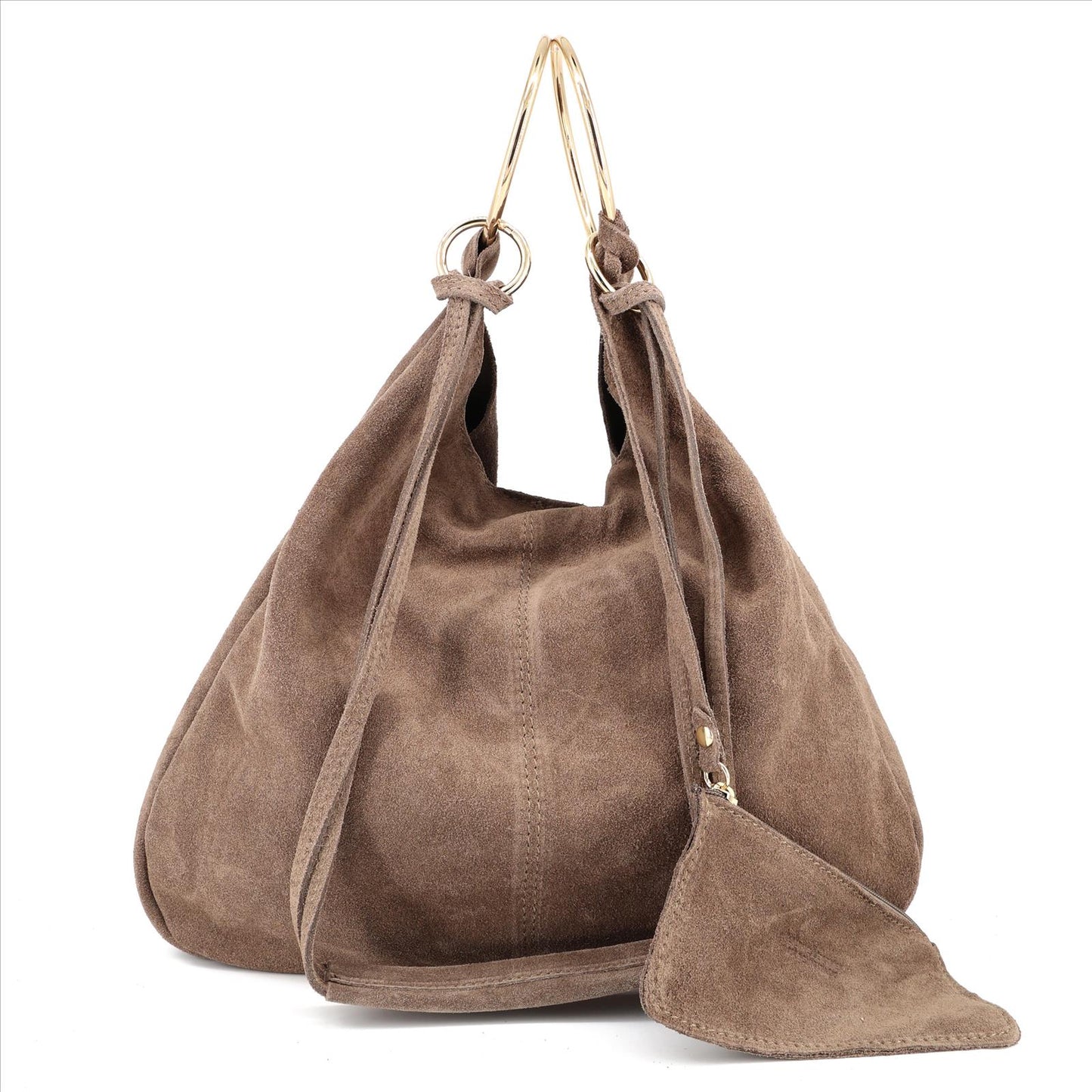 Golden Ring Bag – Wildledertasche mit goldenen Ringen