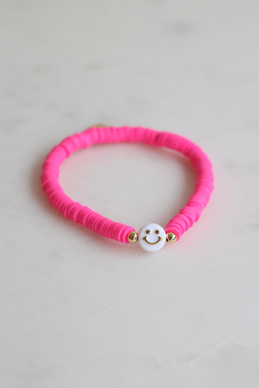 SMILE - elastisches Armband uni pink