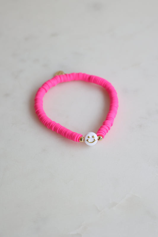 SMILE - elastisches Armband uni pink