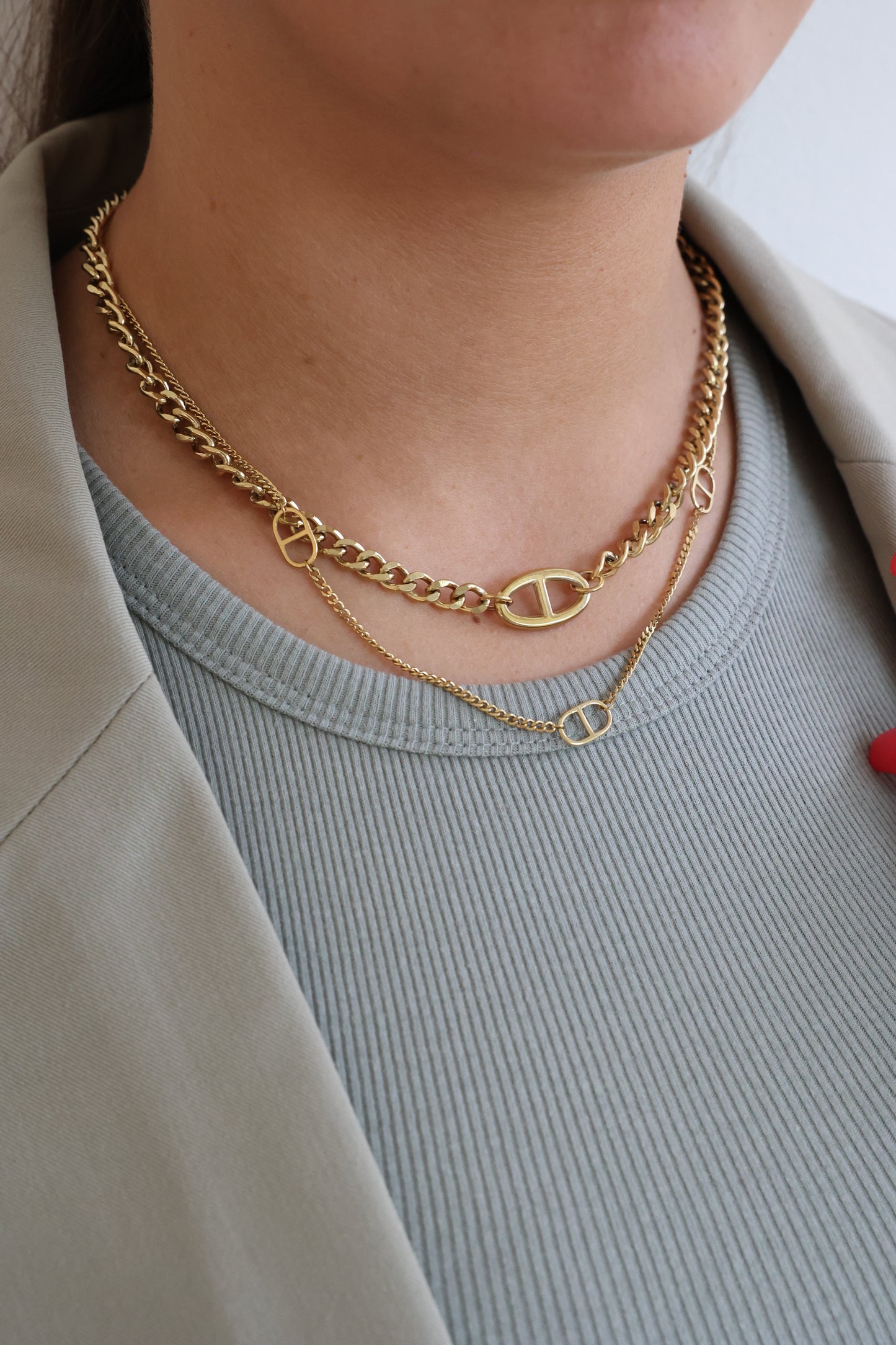 LETIZIA - doppelte Edelstahlkette mit Theta