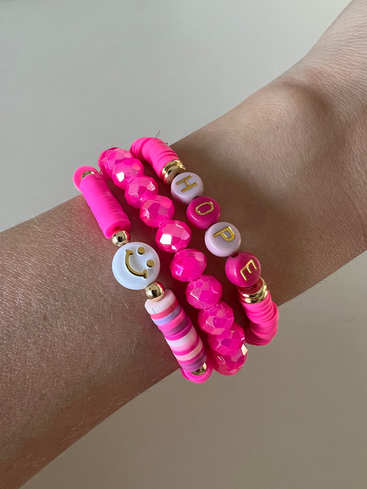 SMILE - elastisches Armband pink bunt