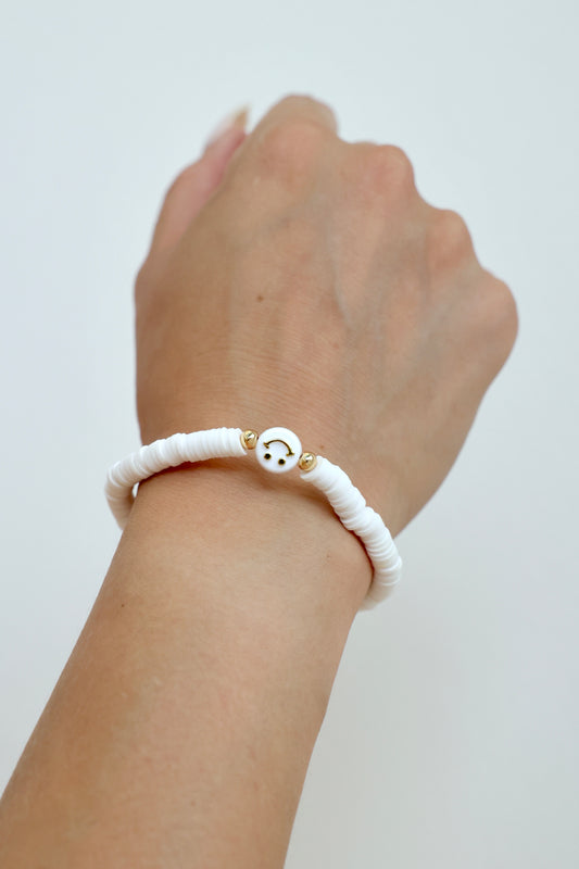 SMILE - elastisches Armband weiß