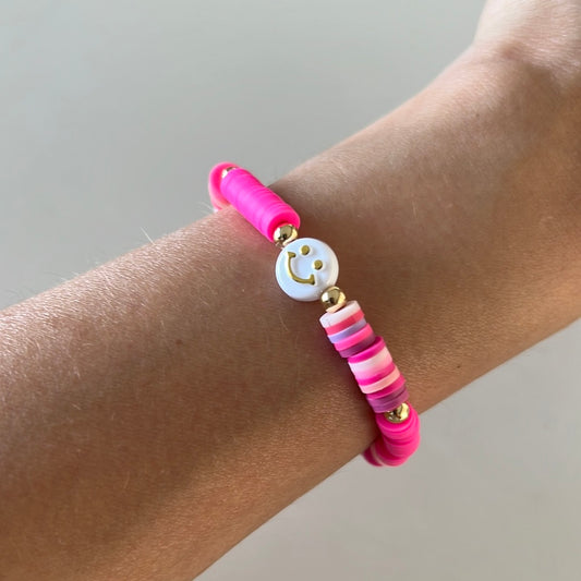 SMILE - elastisches Armband pink bunt