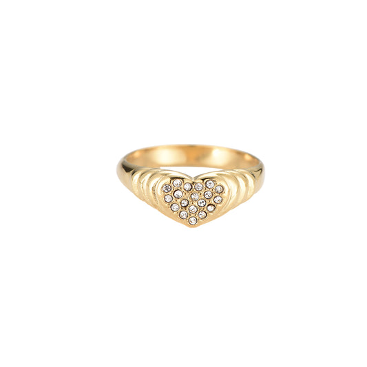 Sparkling Heart - Edelstahlring mit Zirkonia