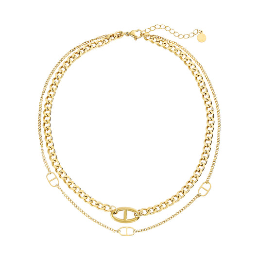 LETIZIA - doppelte Edelstahlkette mit Theta